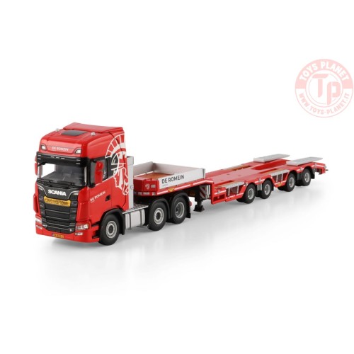 SCANIA S HIGHLINE CS20H 6X2 TWIN STEER SEMI WHEEL WELL LOW LOADER - 4 AXLE De Romein Groep WSI 01-4719 WSI MODELS