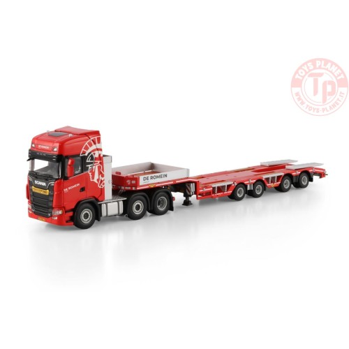 SCANIA S HIGHLINE CS20H 6X2 TWIN STEER SEMI WHEEL WELL LOW LOADER - 4 AXLE De Romein Groep WSI 01-4719 WSI MODELS
