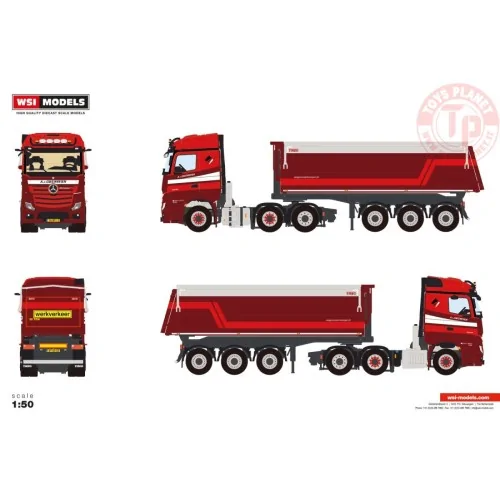MERCEDES-BENZ ACTROS MP5 STREAM SPACE 6X2 TWIN STEER NON STEERING TIPPER TRAILER - 3 AXLE A. van Grunsven WSI 01-4544 WSI MODELS