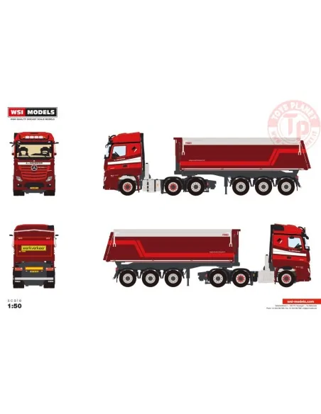 MERCEDES-BENZ ACTROS MP5 STREAM SPACE 6X2 TWIN STEER NON STEERING TIPPER TRAILER - 3 AXLE A. van Grunsven WSI 01-4544 WSI MODELS