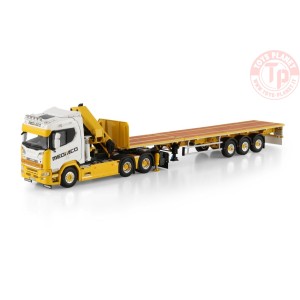SCANIA R NORMAL CR20N 6X4 FLATBED TRAILER - 3 AXLE WITH PALFINGER PK 65002 SH + JIB Mediaco WSI 01-4754 WSI MODELS