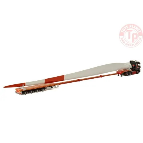 MERCEDES-BENZ ACTROS MP4 BIG SPACE 6X4 FLAT BED TRAILER | TELESTEP - 4 AXLE + WINDMILL WING - Mammoet WSI MODELS 410268 WSI M...