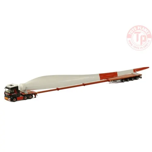 MERCEDES-BENZ ACTROS MP4 BIG SPACE 6X4 FLAT BED TRAILER | TELESTEP - 4 AXLE + WINDMILL WING - Mammoet WSI MODELS 410268 WSI M...