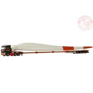 MERCEDES-BENZ ACTROS MP4 BIG SPACE 6X4 FLAT BED TRAILER | TELESTEP - 4 AXLE + WINDMILL WING - Mammoet WSI MODELS 410268 WSI M...