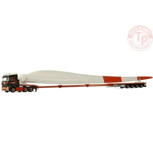MERCEDES-BENZ ACTROS MP4 BIG SPACE 6X4 FLAT BED TRAILER | TELESTEP - 4 AXLE + WINDMILL WING - Mammoet WSI MODELS 410268 WSI M...