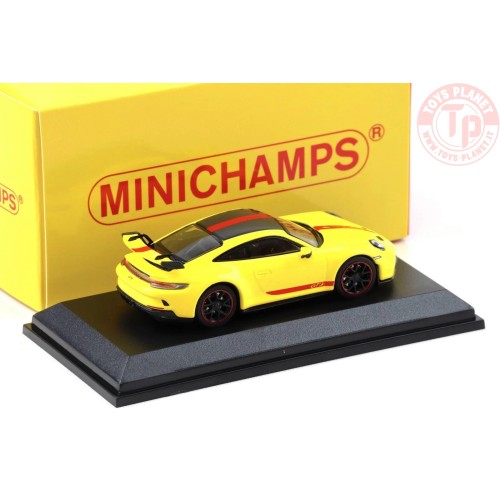 1/64 Porsche 911 992 GT3 Coupè Racing strisce gialle/rosse MINICHAMPS 643061006 MINICHAMPS 1:64