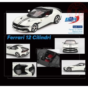 1:64 FERRARI 12 CILINDRI BIANCO AVUS 2024 BBRFER64034 BBR MODELS 1:64