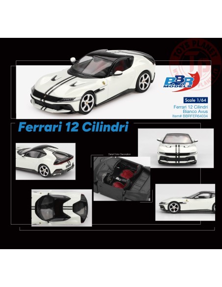 1:64 FERRARI 12 CILINDRI BIANCO AVUS 2024 BBRFER64034 BBR MODELS 1:64