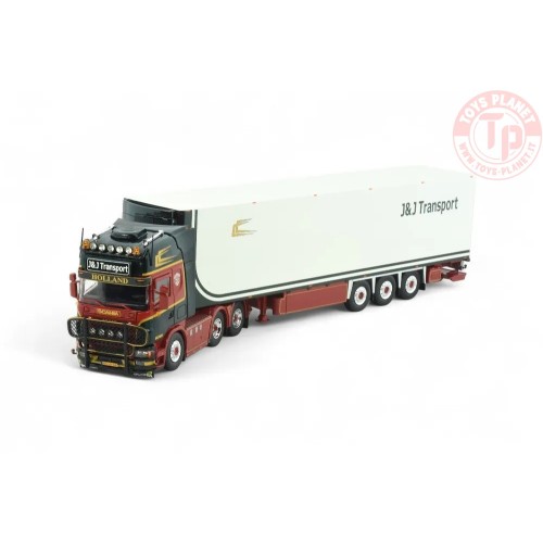 Scania 4-serie Topline 164-480 6x2 sleepas met 3-assige koeloplegger J&J Transport TEKNO 85486 TEKNO