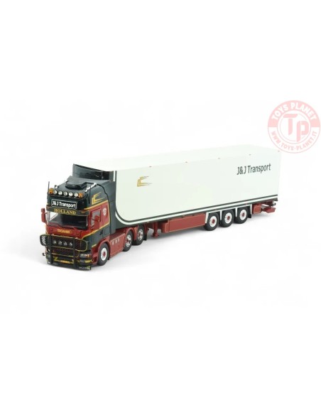 Scania 4-serie Topline 164-480 6x2 sleepas met 3-assige koeloplegger J&J Transport TEKNO 85486 TEKNO