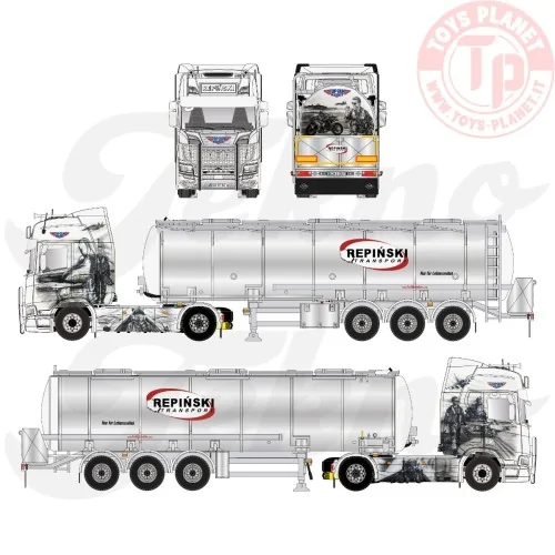Scania Next Gen R-serie Highline met 3-assige tankoplegger Repinski TEKNO 86346 TEKNO