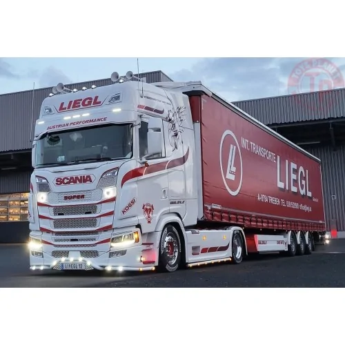 SCANIA S HIGHLINE CS20H 4X2 CURTAINSIDE TRAILER - 3 AXLE Liegl WSI 01-4788 WSI MODELS