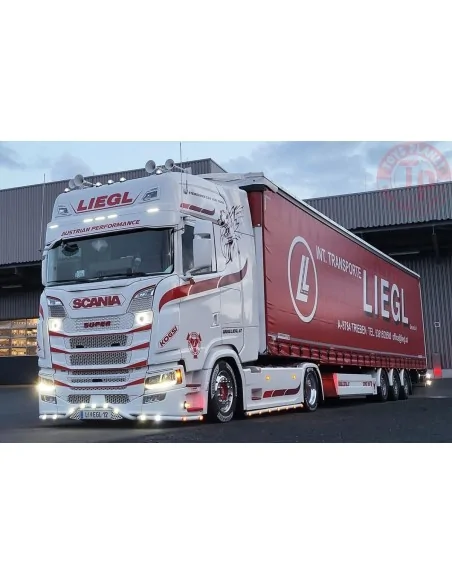 SCANIA S HIGHLINE CS20H 4X2 CURTAINSIDE TRAILER - 3 AXLE Liegl WSI 01-4788 WSI MODELS