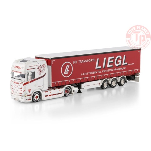 SCANIA S HIGHLINE CS20H 4X2 CURTAINSIDE TRAILER - 3 AXLE Liegl WSI 01-4788 WSI MODELS