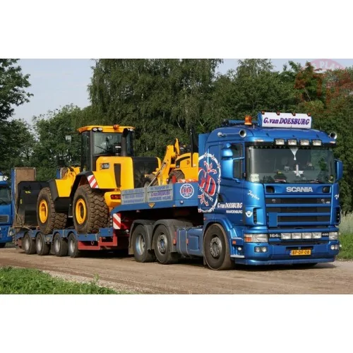 SCANIA 4 SERIES FLAT ROOF 6X2 TWIN STEER SEMI WHEEL WELL LOW LOADER - 4 AXLE G. van Doesburg WSI 01-4751 WSI MODELS