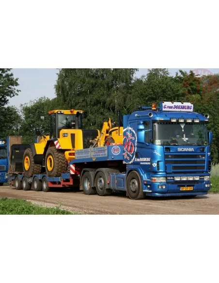 SCANIA 4 SERIES FLAT ROOF 6X2 TWIN STEER SEMI WHEEL WELL LOW LOADER - 4 AXLE G. van Doesburg WSI 01-4751 WSI MODELS
