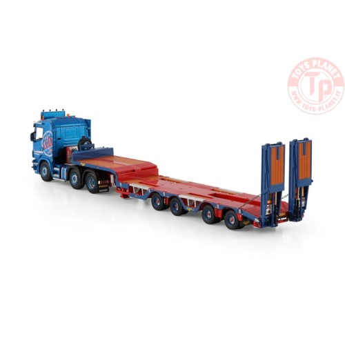 SCANIA 4 SERIES FLAT ROOF 6X2 TWIN STEER SEMI WHEEL WELL LOW LOADER - 4 AXLE G. van Doesburg WSI 01-4751 WSI MODELS