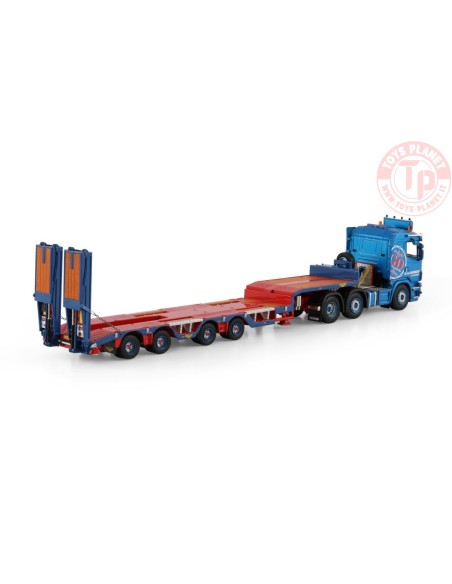 SCANIA 4 SERIES FLAT ROOF 6X2 TWIN STEER SEMI WHEEL WELL LOW LOADER - 4 AXLE G. van Doesburg WSI 01-4751 WSI MODELS