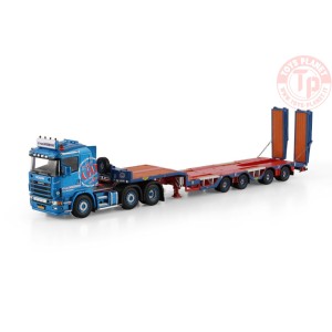 SCANIA 4 SERIES FLAT ROOF 6X2 TWIN STEER SEMI WHEEL WELL LOW LOADER - 4 AXLE G. van Doesburg WSI 01-4751 WSI MODELS