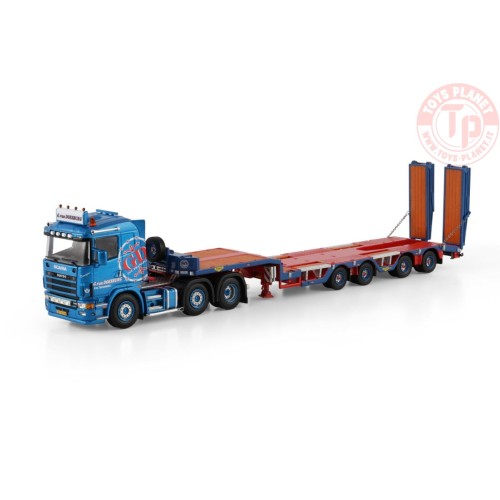 SCANIA 4 SERIES FLAT ROOF 6X2 TWIN STEER SEMI WHEEL WELL LOW LOADER - 4 AXLE G. van Doesburg WSI 01-4751 WSI MODELS