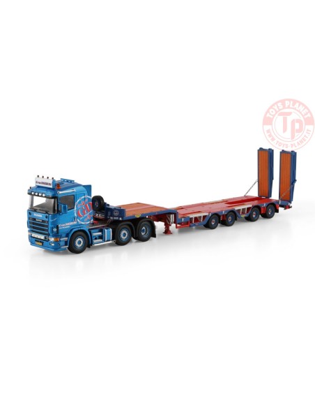 SCANIA 4 SERIES FLAT ROOF 6X2 TWIN STEER SEMI WHEEL WELL LOW LOADER - 4 AXLE G. van Doesburg WSI 01-4751 WSI MODELS
