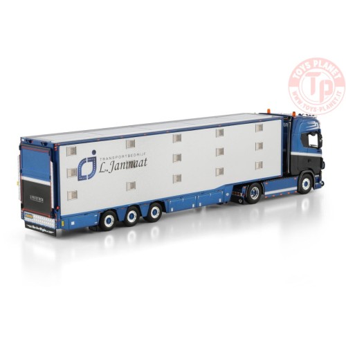 1/50 SCANIA S HIGHLINE CS20H 4X2 ISO THERM LIVE STOCK TRAILER - 3 AXLE Transportbedrijf L. Janmaat WSI 01-4784 WSI MODELS