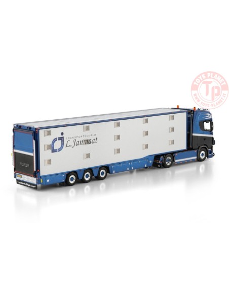 1/50 SCANIA S HIGHLINE CS20H 4X2 ISO THERM LIVE STOCK TRAILER - 3 AXLE Transportbedrijf L. Janmaat WSI 01-4784 WSI MODELS