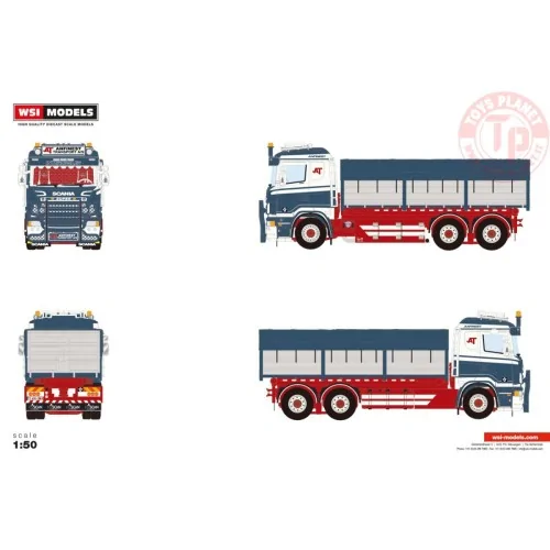 SCANIA R5 FLAT ROOF RIGED TRUCK WITH HOOKLIFT SYSTEM 6X2 TAG AXLE + 15M3 CONTAINER Anfinest WSI 01-4748 WSI MODELS