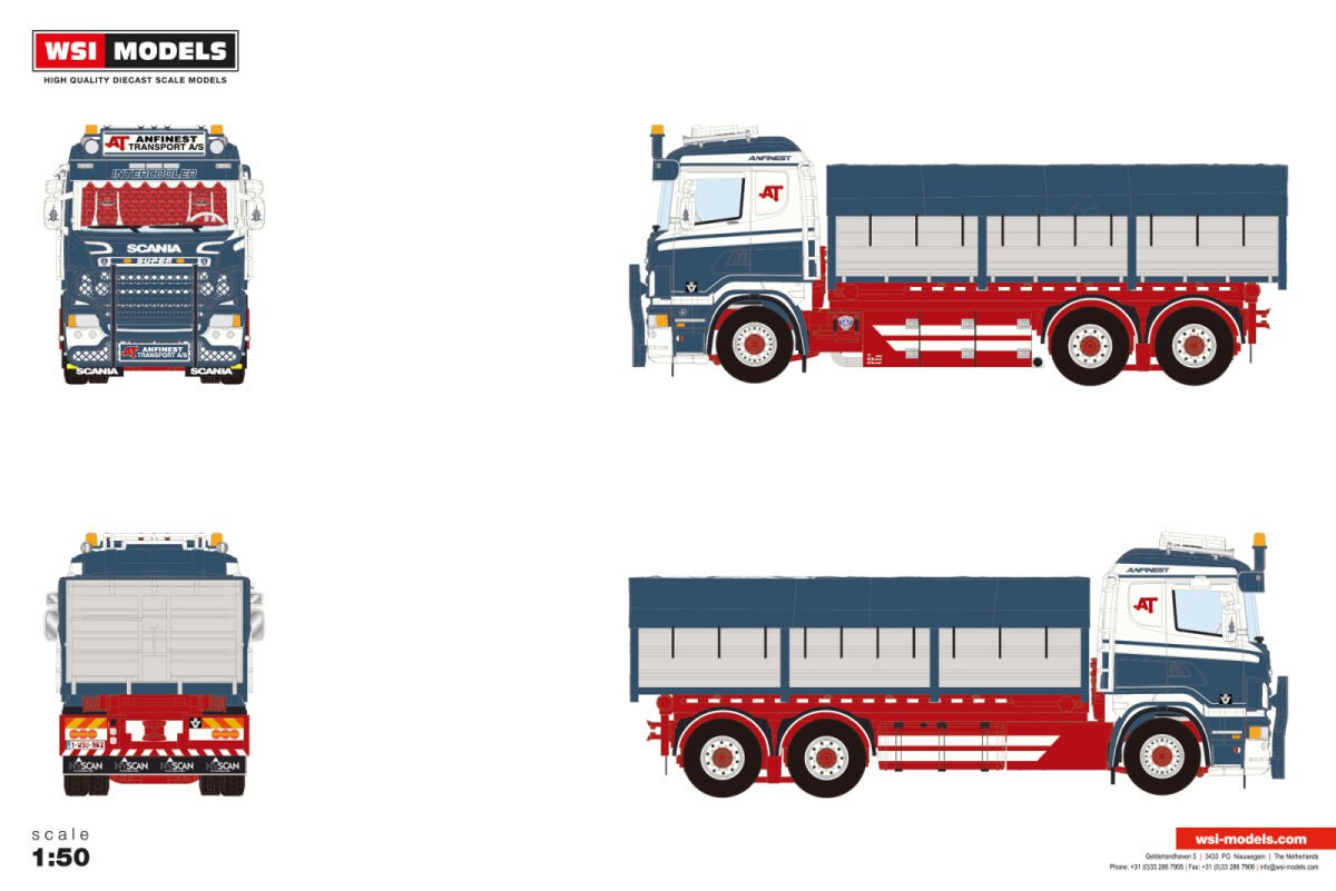 WSI 01-4748 SCANIA R5 FLAT ROOF RIGED TRUCK WITH HOOKLIFT SYSTEM 6X