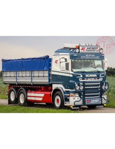 SCANIA R5 FLAT ROOF RIGED TRUCK WITH HOOKLIFT SYSTEM 6X2 TAG AXLE + 15M3 CONTAINER Anfinest WSI 01-4748 WSI MODELS