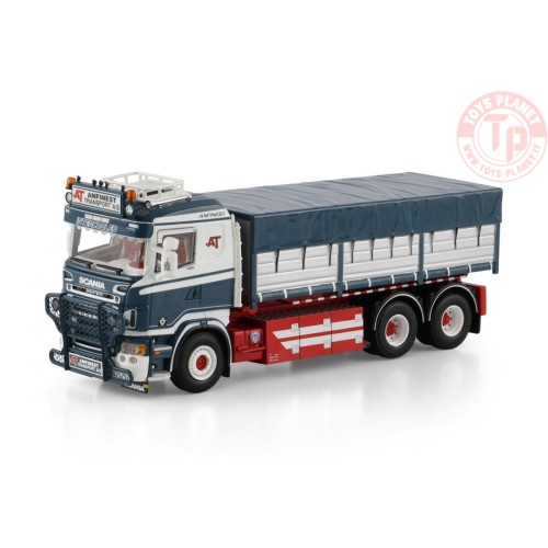 SCANIA R5 FLAT ROOF RIGED TRUCK WITH HOOKLIFT SYSTEM 6X2 TAG AXLE + 15M3 CONTAINER Anfinest WSI 01-4748 WSI MODELS
