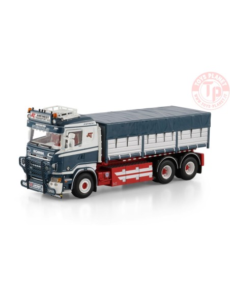 SCANIA R5 FLAT ROOF RIGED TRUCK WITH HOOKLIFT SYSTEM 6X2 TAG AXLE + 15M3 CONTAINER Anfinest WSI 01-4748 WSI MODELS