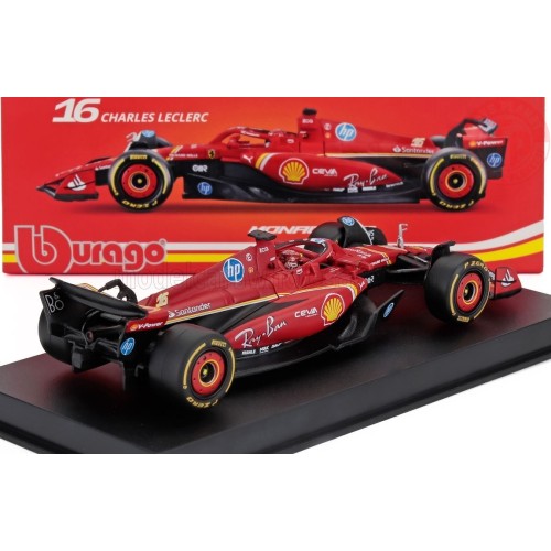 1:43 FERRARI F1 SF-24 TEAM SCUDERIA FERRARI N 16 WINNER MONACO GP 2024 CHARLES LECLERC CON PILOTA E VETRINA BU18-36843-L-MONA...