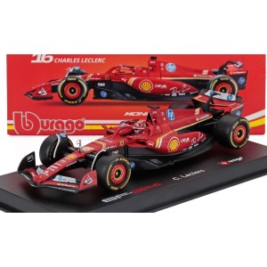 1:43 FERRARI F1 SF-24 TEAM SCUDERIA FERRARI N 16 WINNER MONACO GP 2024 CHARLES LECLERC CON PILOTA E VETRINA BU18-36843-L-MONA...