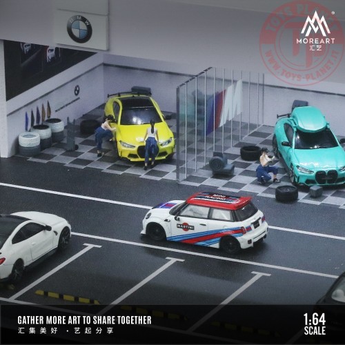 1/64 diorama bmw garage with light MO936109 MOREART DIORAMI