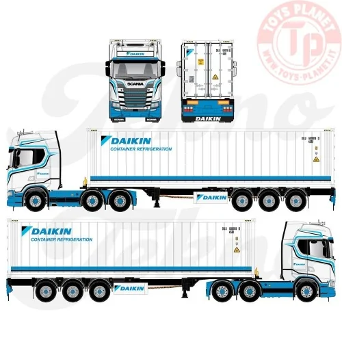Scania NGS 6x2 trekker met chassis en reefer container Daikin TEKNO 87882 TEKNO