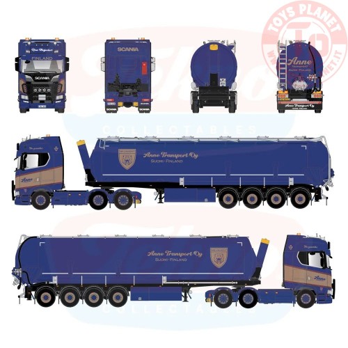 1/50 Scania Next Gen S-serie met 4-assige silo oplegger Anne Transport TEKNO 86104 TEKNO