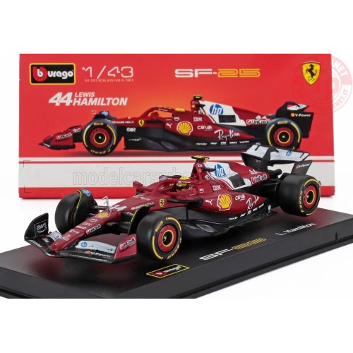 1/43 FERRARI F1 SF-25 TEAM SCUDERIA FERRARI HP N 44 SEASON 2025 LEWIS HAMILTON CON PILOTA E VETRINA BU18-36852-H BURAGO