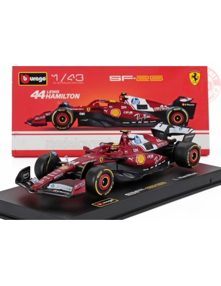 1/43 FERRARI F1 SF-25 TEAM SCUDERIA FERRARI HP N 44 SEASON 2025 LEWIS HAMILTON CON PILOTA E VETRINA BU18-36852-H BURAGO