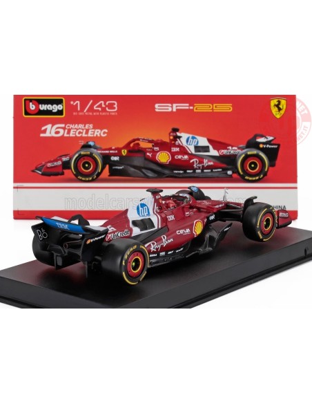 1/43 FERRARI F1 SF-25 TEAM SCUDERIA FERRARI HP N 16 SEASON 2025 CHARLES LECLERC CON PILOTA E VETRINA BU18-36852-L BURAGO