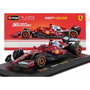 1/43 FERRARI F1 SF-25 TEAM SCUDERIA FERRARI HP N 16 SEASON 2025 CHARLES LECLERC CON PILOTA E VETRINA BU18-36852-L BURAGO