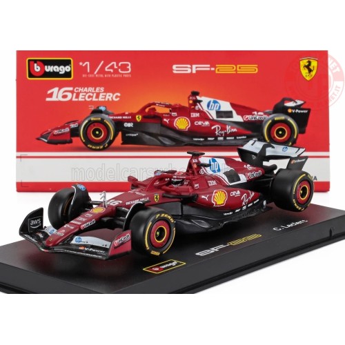 1/43 FERRARI F1 SF-25 TEAM SCUDERIA FERRARI HP N 16 SEASON 2025 CHARLES LECLERC CON PILOTA E VETRINA BU18-36852-L BURAGO