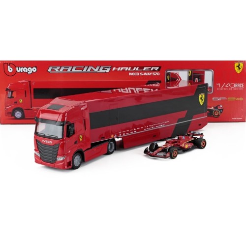 1/43 IVECO S-WAY 570 TRUCK CAR TRANSPORTER TEAM SCUDERIA FERRARI WITH F1 SF-24 N 16 SEASON 2024 CHARLES LECLERC BU18-36867 BU...