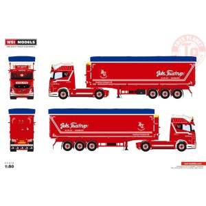 1/50 Johs. Toustrup VOLVO FH AERO GLOBETROTTER XL 4X2 TIPPER VOLUME TRAILER - 3 AXLE WSI 01-5103 WSI MODELS