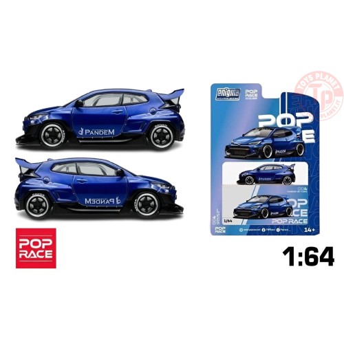 POP RACE 004 1/64 Toyota GR Yaris Pandem Rocket Bunny Metallic Blue