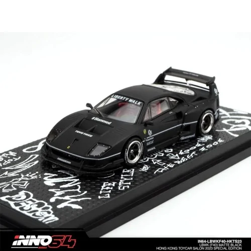 1/64 LBWK Ferrari F40 nero opaco HONG KONG TOYCAR SALON 2023 IN64-LBWKF40-HKTS23 INNO MODELS