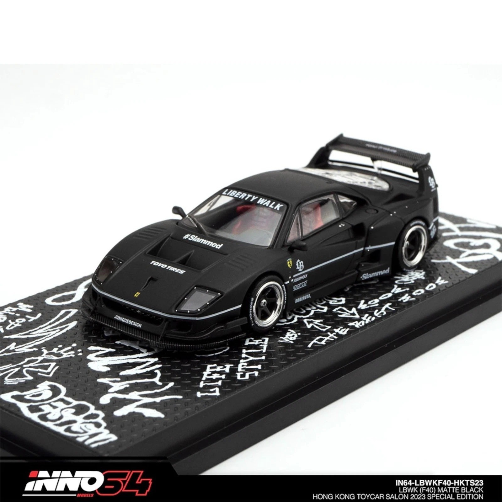 IN64-LBWKF40-HKTS23 1/64 LBWK Ferrari F40 nero opaco HONG KONG TOYC