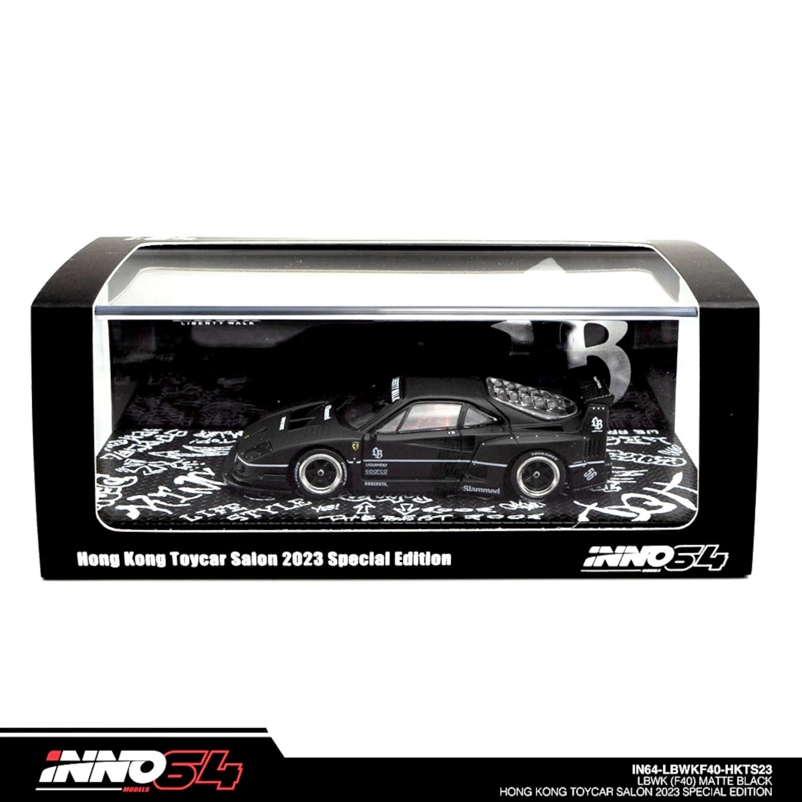 IN64-LBWKF40-HKTS23 1/64 LBWK Ferrari F40 nero opaco HONG KONG TOYC