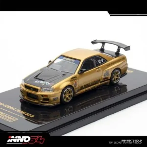 1/64 TOP SECRET Nissan Skyline R34 GT-R Oro IN64-R34TS-GOLD HOT WHEELS