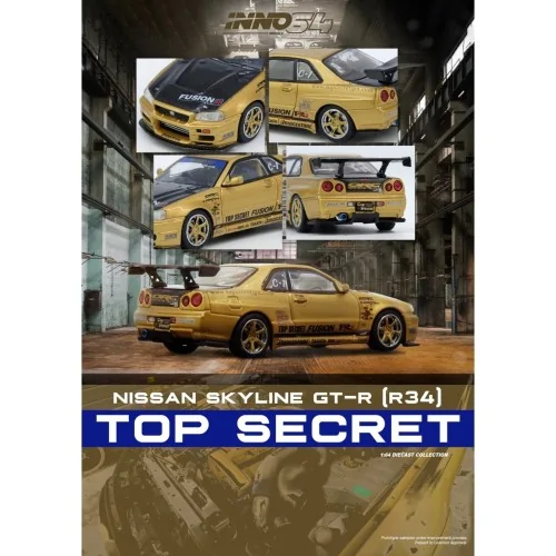 1/64 TOP SECRET Nissan Skyline R34 GT-R Oro IN64-R34TS-GOLD HOT WHEELS